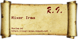 Rixer Irma névjegykártya